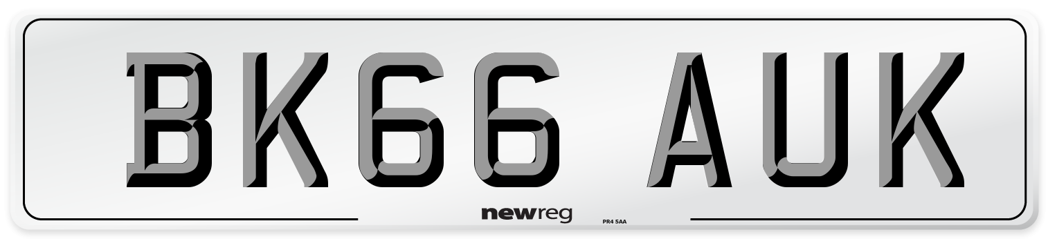 BK66 AUK Number Plate from New Reg